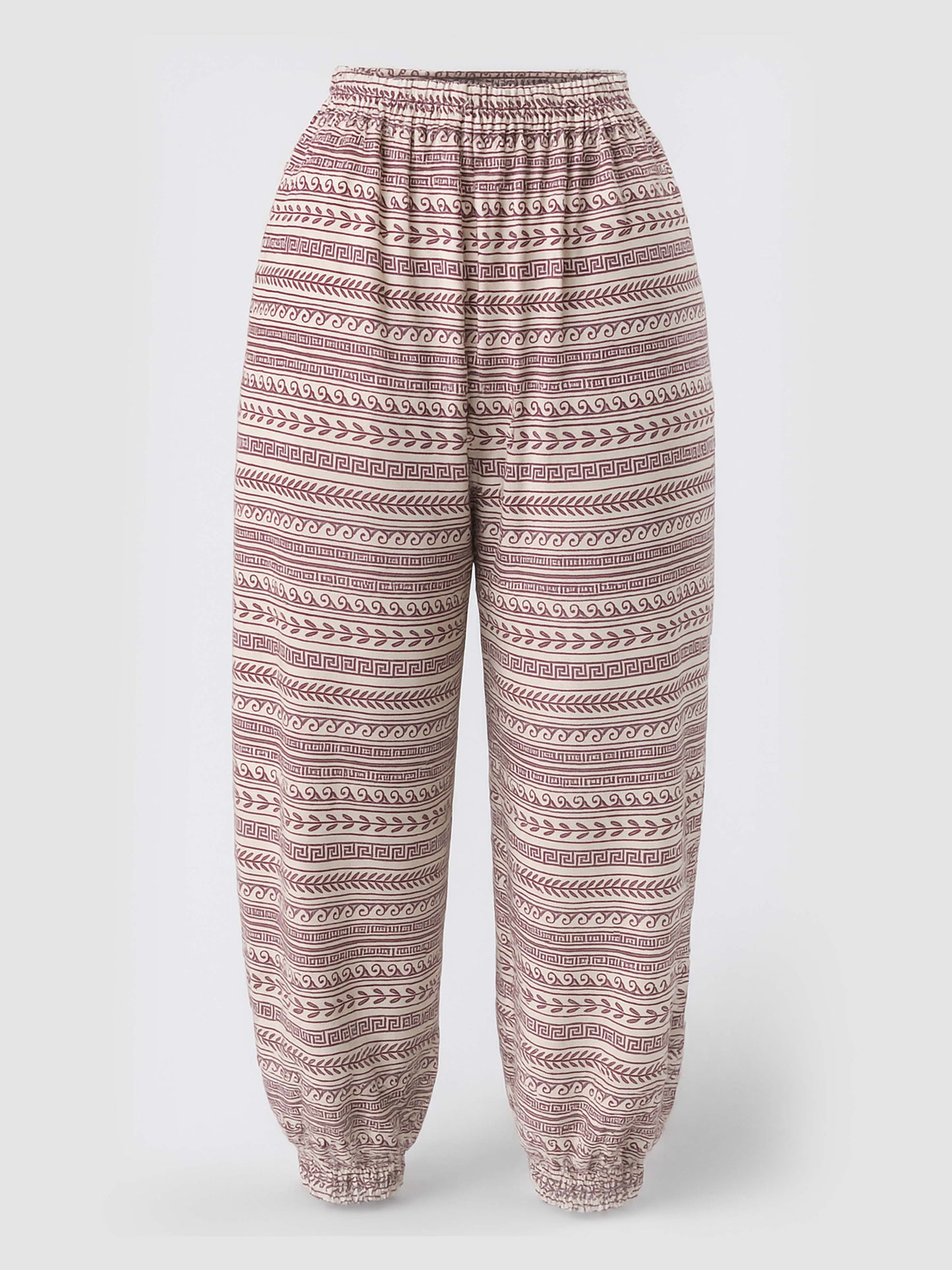 Royal Purple Handblock Print Cotton Kurti Set (3-Piece)